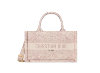 Dior Mini Dior Book Tote with Strap Toile de Jouy Reverse Embroidery "Pink"