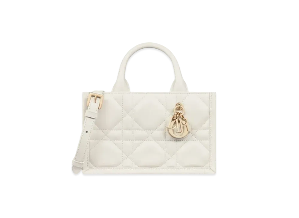 Dior Mini Dior Book Tote Macrocannage Calfskin "Latte"