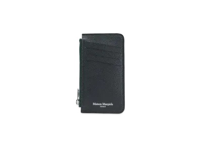 Maison Margiela Grainy Leather Zipped Card Holder "Black/Dark Green"