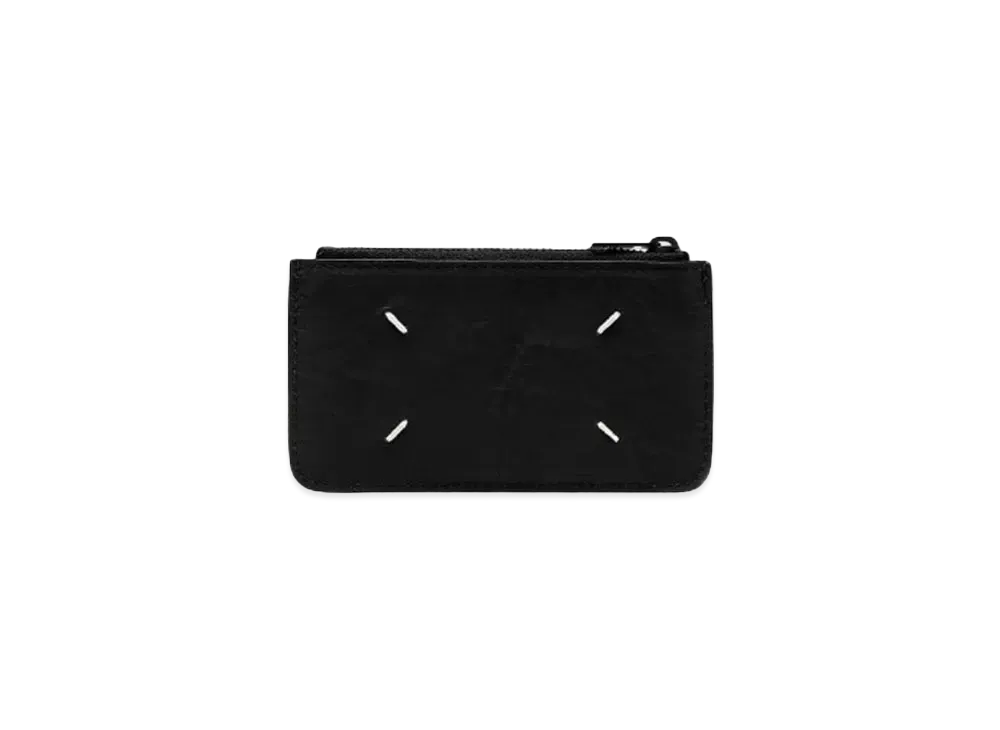 メゾンマルジェラ シワ加工 スムース レザー ジップカードホルダー "ブラック" S55UA0023P4135T8013