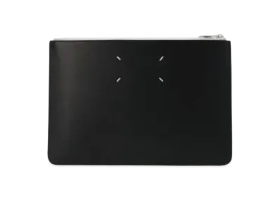 Maison Margiela Crinkle Leather Four Stitches Zipped Pouch "Silver/Black"