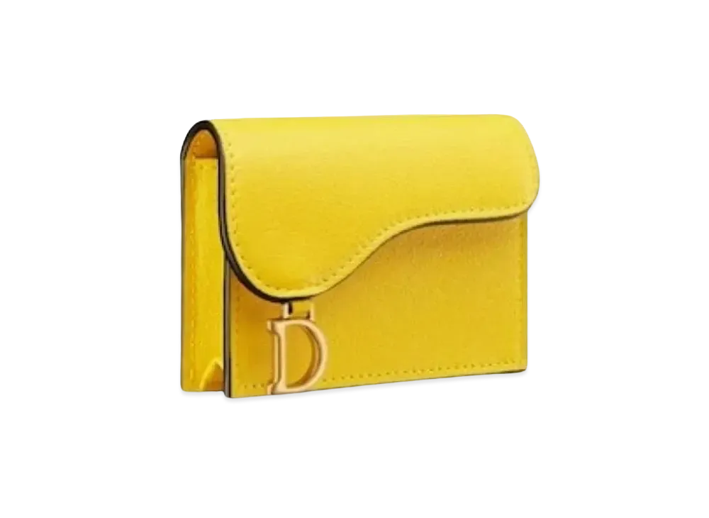 Dior Saddle Flip Card Holder "Yellow"
