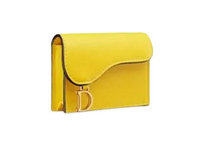 Dior Saddle Flip Card Holder "Yellow"