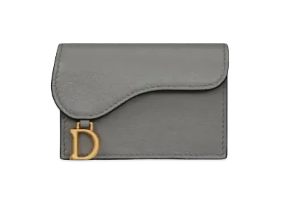 Dior Saddle Flip Card Holder "Stone Gray"