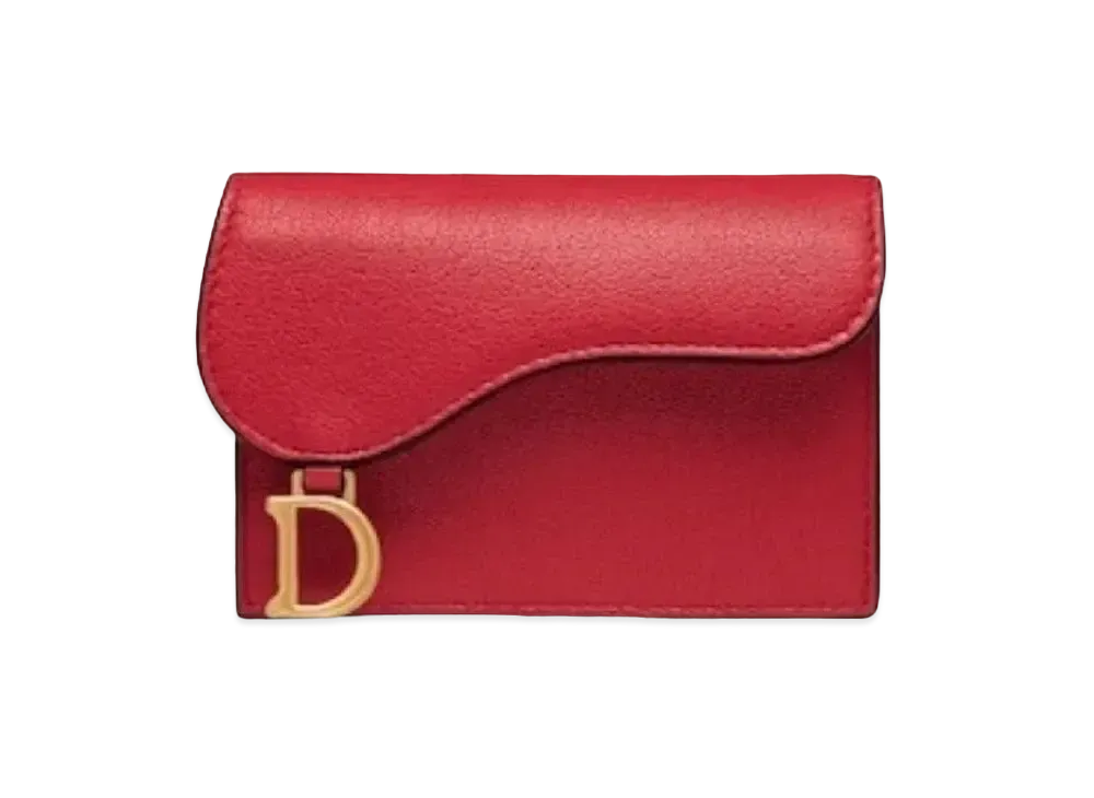 Dior Saddle Flip Card Holder "Red"