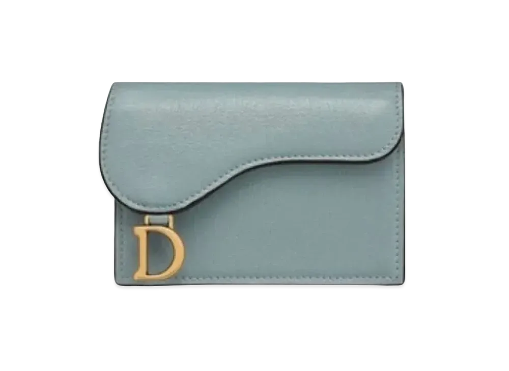 Dior Saddle Flip Card Holder "Cloud Blue"
