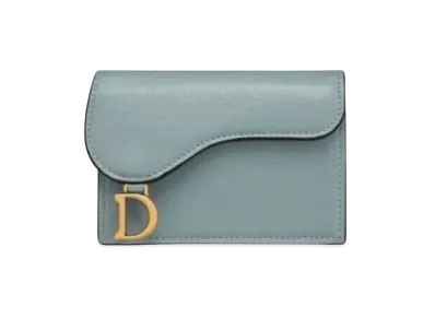 Dior Saddle Flip Card Holder "Cloud Blue"