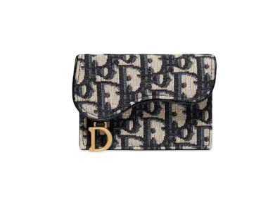 Dior Saddle Flap Card Holder "Blue"