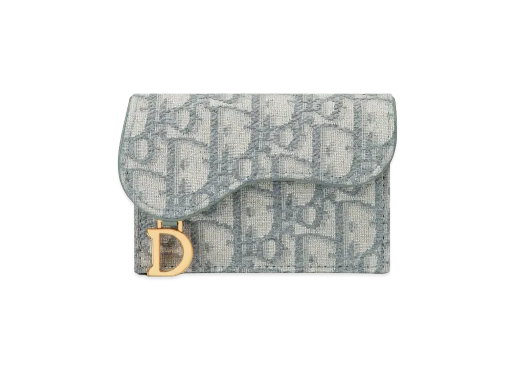 Dior Saddle Flap Card Holder "Gray"