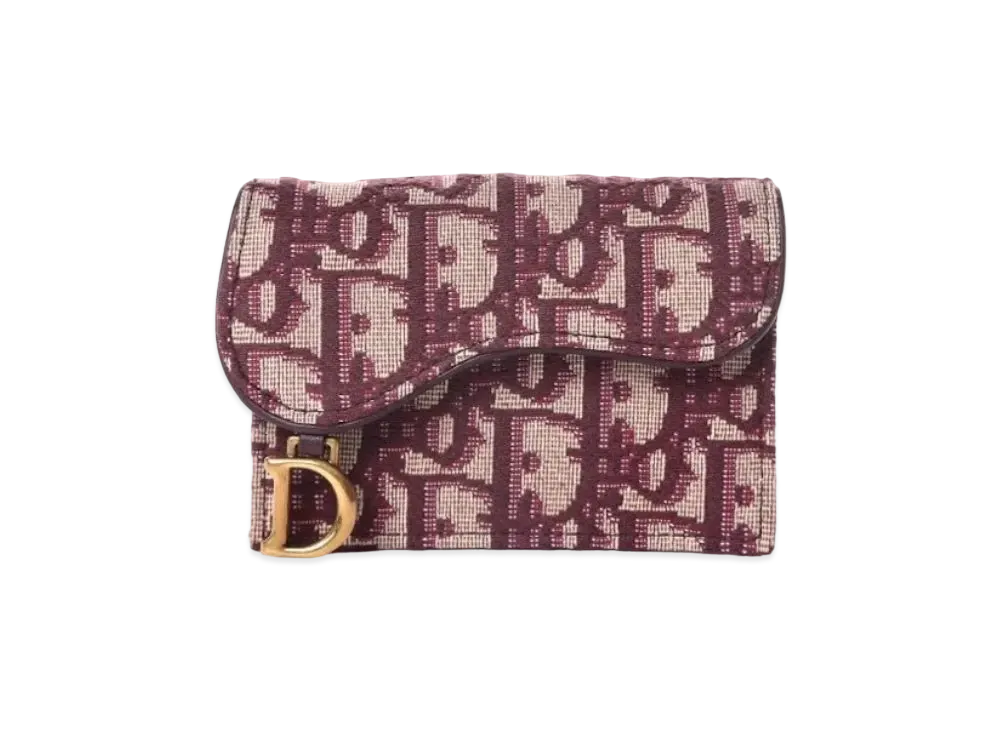 Dior Saddle Flap Card Holder "Burgundy"