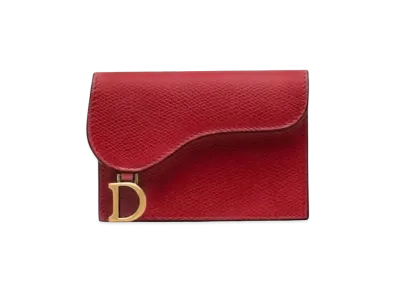Dior Small Calf Leather Saddle Wallet "Cherry Red"