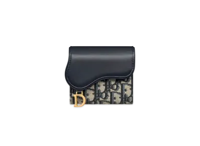 Dior Saddle Lotus Wallet Dior Oblique Jacquard and Smooth Calfskin "Blue"