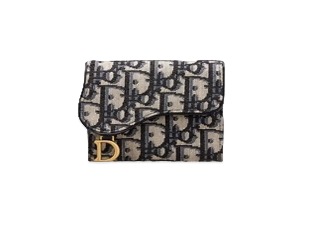 Dior Saddle Lotus Wallet "Blue"