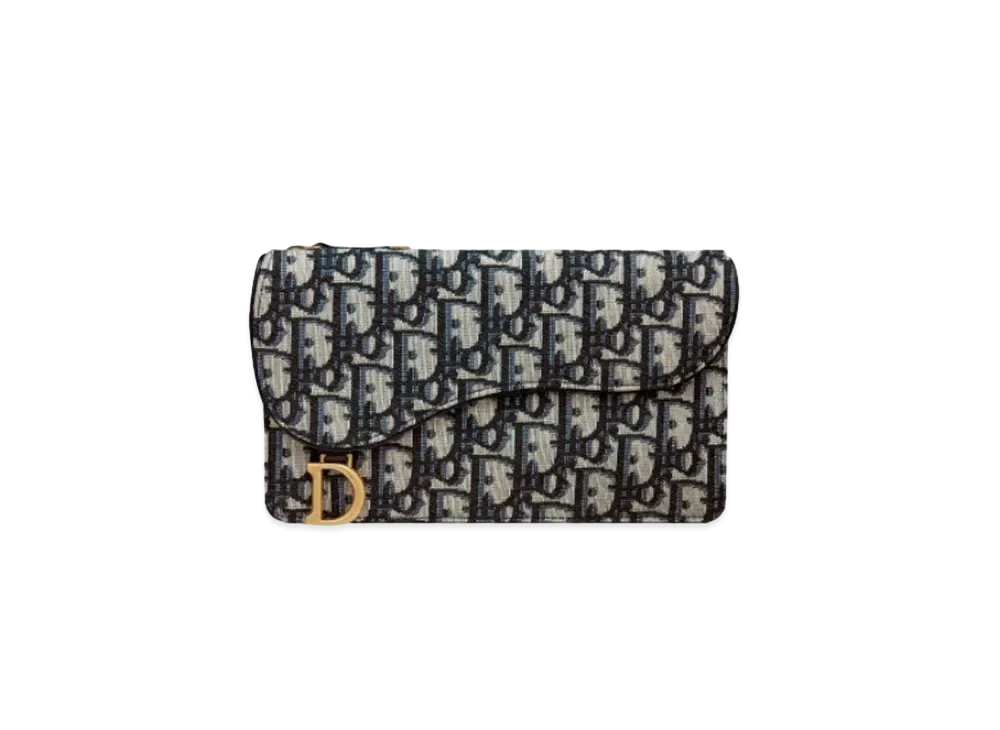 Dior Large Saddle Zipped Wallet "Blue"