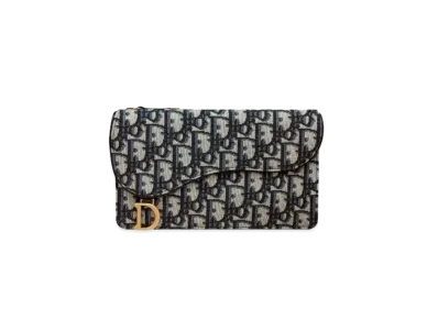 Dior Large Saddle Zipped Wallet "Blue"