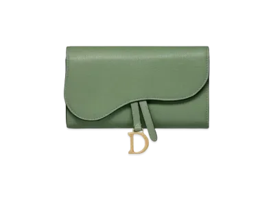 Dior Slim Saddle Wallet "Dark Mint"