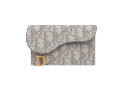 Dior Saddle Jipper Card Wallet "Gray"