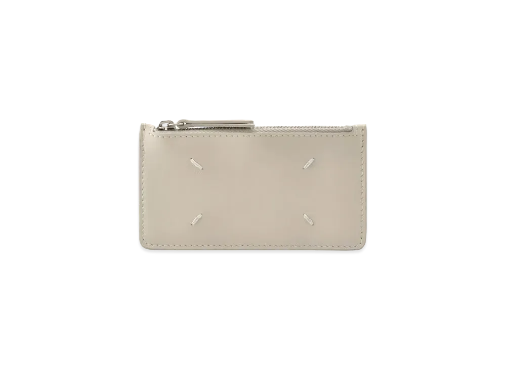 Maison Margiela Soft Semi Glossy Leather Zipped Card Holder "Ivory"