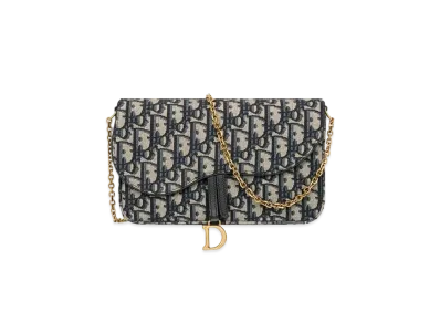 Dior Saddle Pouch With Chain "Blue"