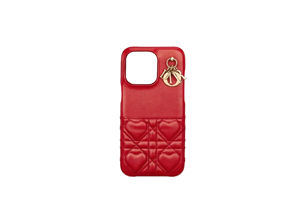 Dior Dioramour Lady Dior iPhone 15 Pro Max Case Cannage Calfskin Japan Exclusive "Red"