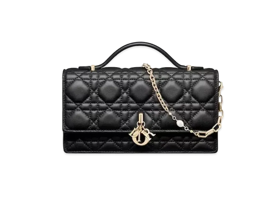 Dior Miss Dior Mini Shoulder Bag Cannage Lambskin "Black"