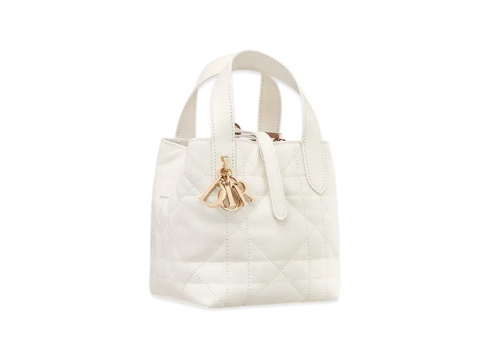 Dior Toujours Vertical Nano Tote Bag Macrocannage Calfskin "Latte"
