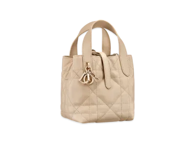 Dior Toujours Vertical Nano Tote Bag Macrocannage Calfskin "Powder Beige"