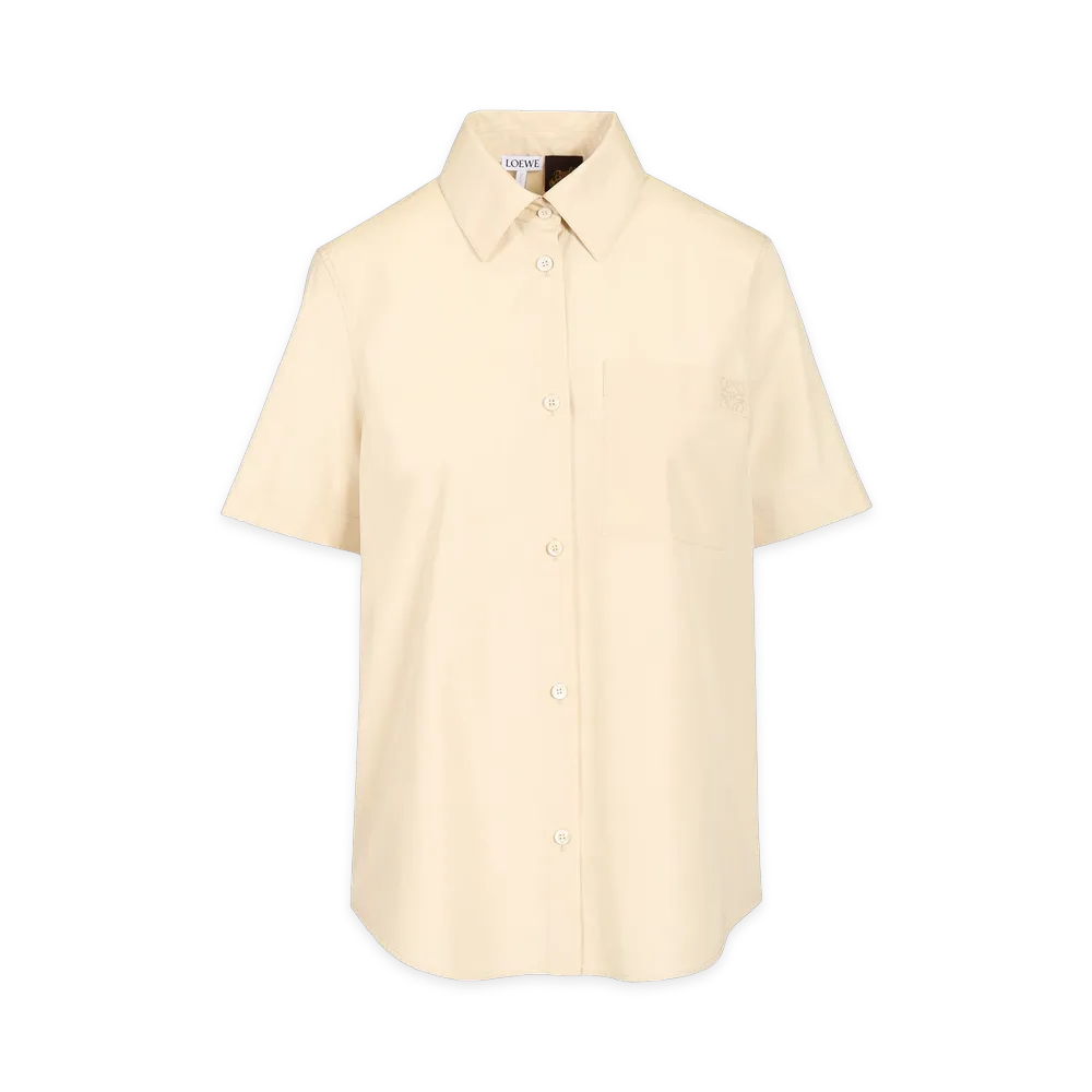 LOEWE Women's Short-Sleeved Cotton Shirt "Beige"