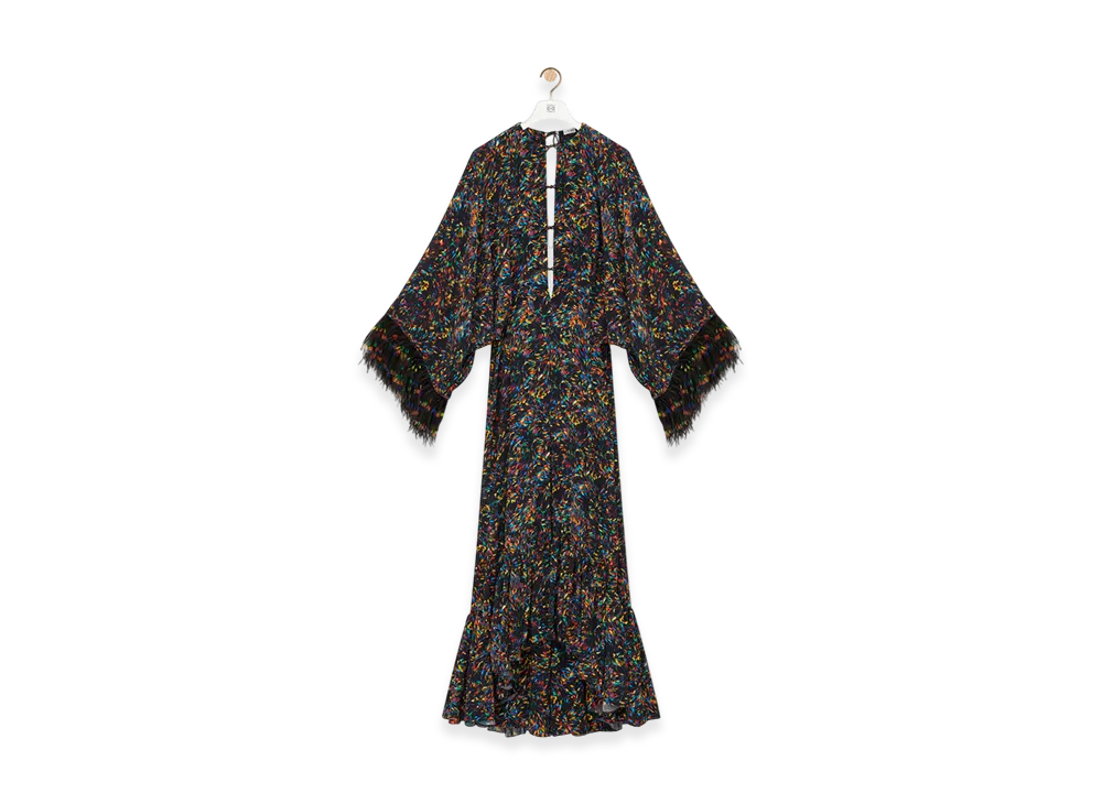 LOEWE Feather Dress "Black/Multicolor"