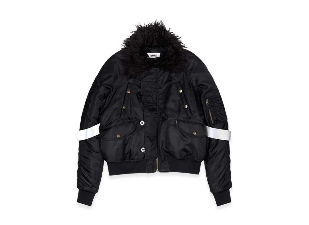 MM6 Maison Margiela Women's Faux Fur Collar Bomber Jacket "Black"
