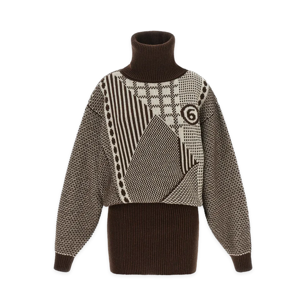 MM6 Maison Margiela Women's Numeric Signature MM6 Reversible Dress "Brown"