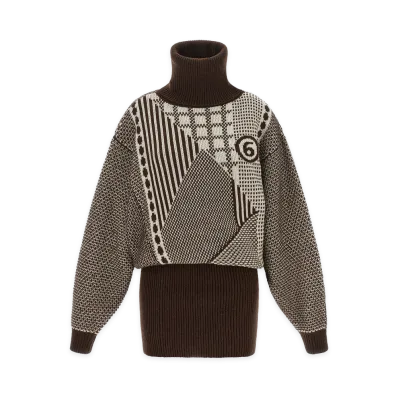 MM6 Maison Margiela Women's Numeric Signature MM6 Reversible Dress "Brown"