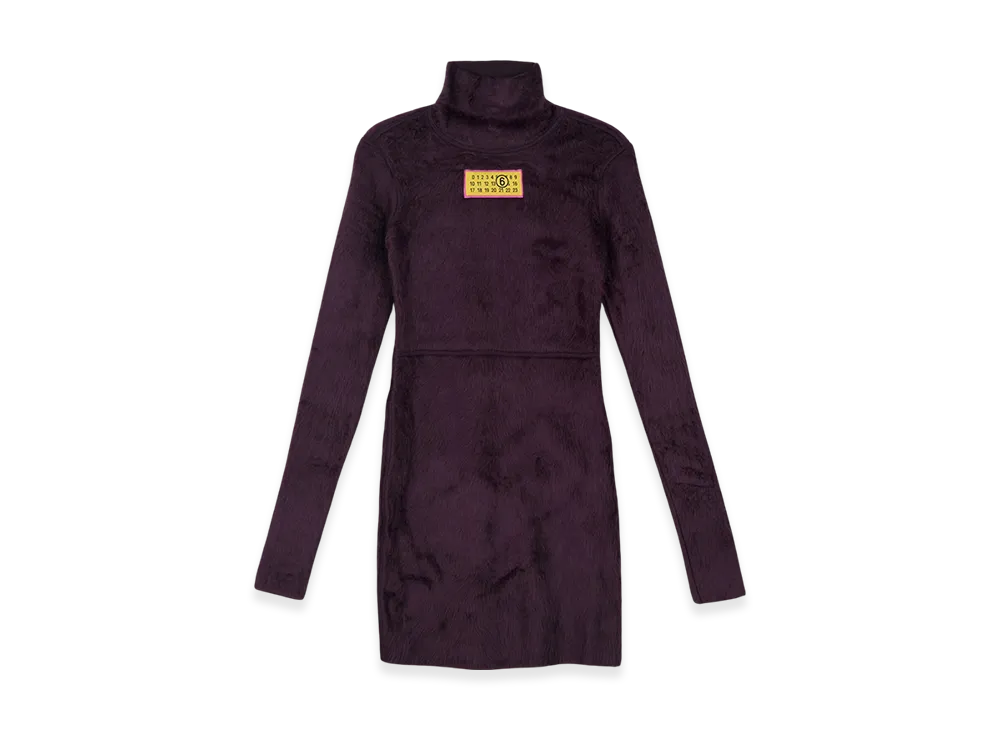 MM6 Maison Margiela Women's Fur-Effect Midi Dress "Dark Purple"