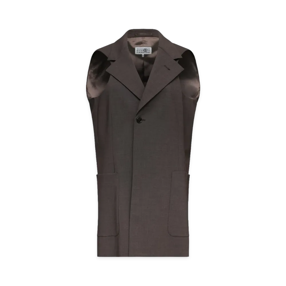 MM6 Maison Margiela Women's Jacket Neck Long Gilet "Brown"