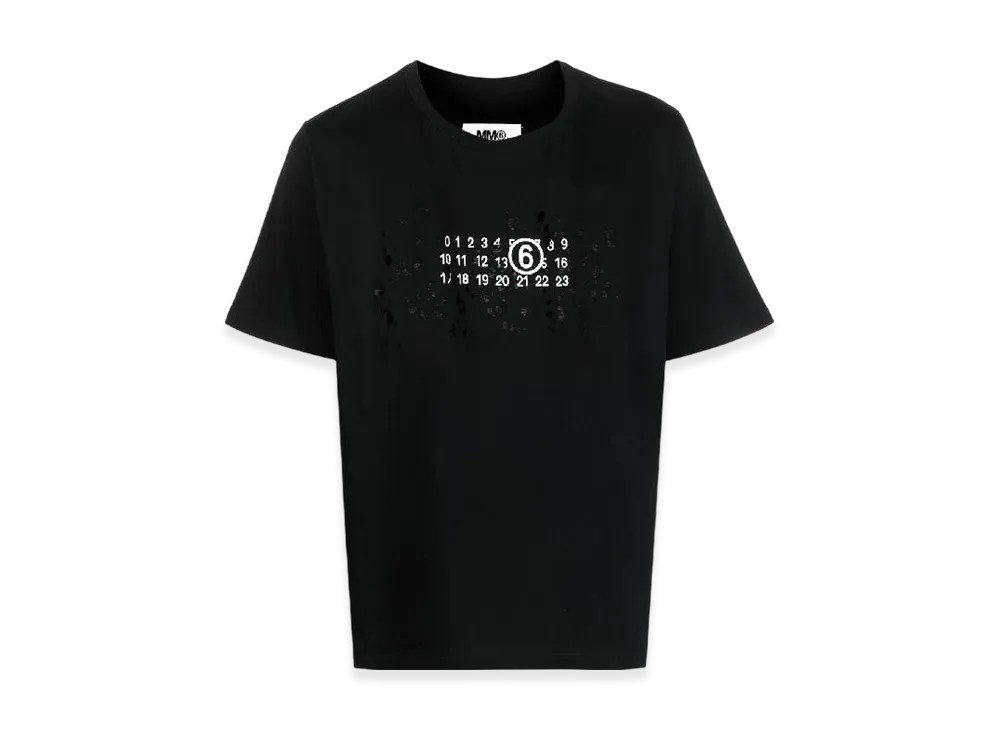 MM6 メゾンマルジェラ ロゴプリント クルーネックTシャツ "ブラック" S62GD0156S23588900