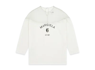 MM6 Maison Margiela Women's Tulle Insert Long Sleeve T-Shirt "White"