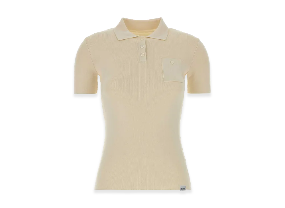 MM6 Maison Margiela Women's Cotton Polo Shirt "Ivory/White"