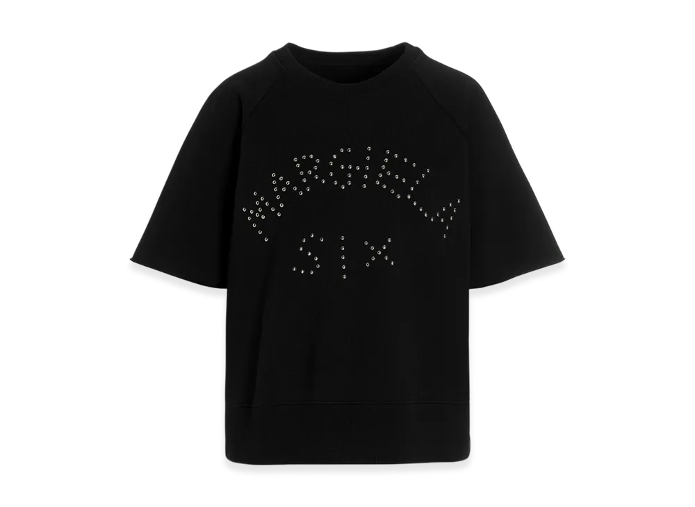 MM6 Maison Margiela Women's Logo Short Sleeve Sweatshirt "Black"