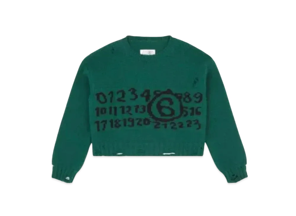 MM6 Maison Margiela Women's Numeric Crew Neck Sweater "Green"