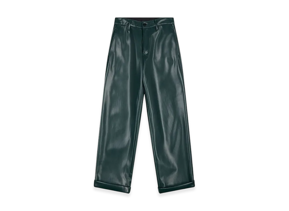MM6 Maison Margiela Women's Faux Leather Trousers "Petrol Green"