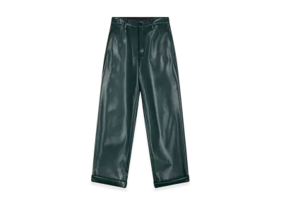 MM6 Maison Margiela Women's Faux Leather Trousers "Petrol Green"