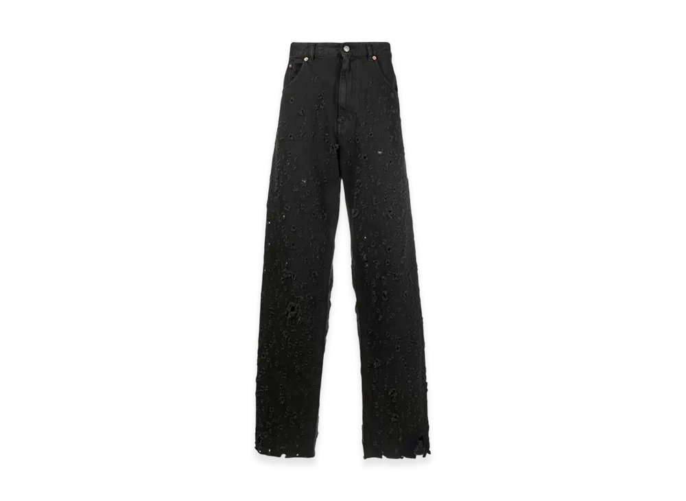 MM6 Maison Margiela Destroyed Wide Denim Pants "Black"