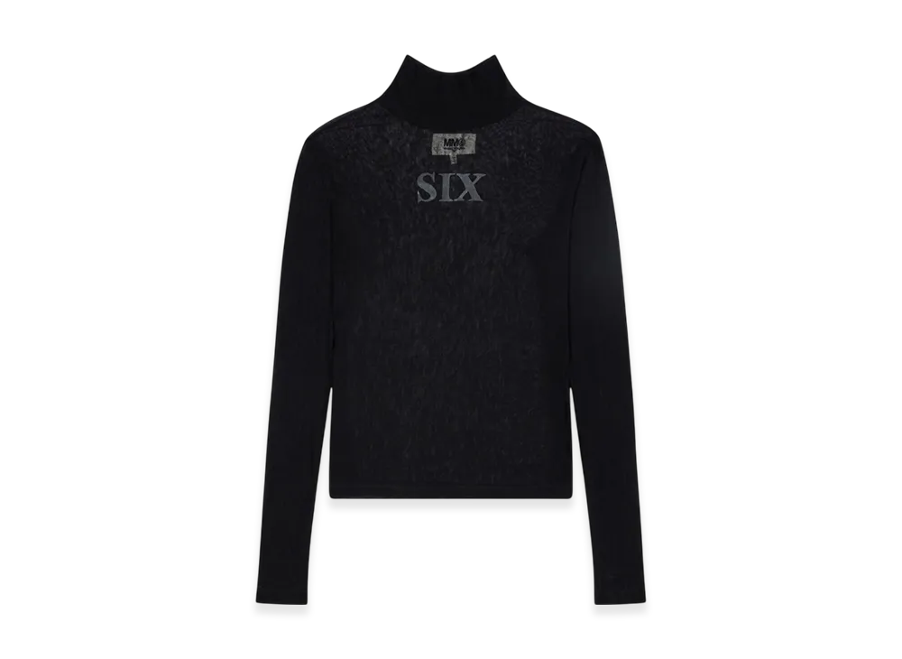 MM6 Maison Margiela Women's Logo Net Jersey Top "Black"