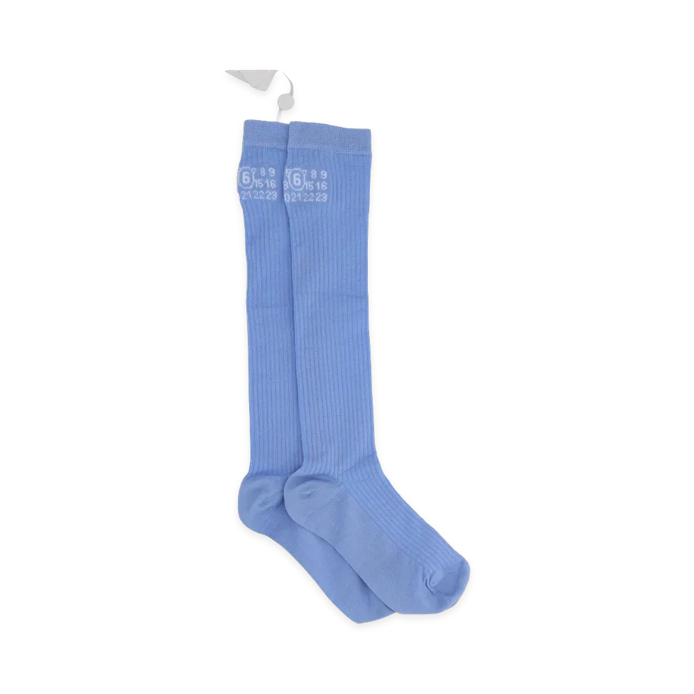 MM6 Maison Margiela Women's Calzini Alti Con Logo "Blue"