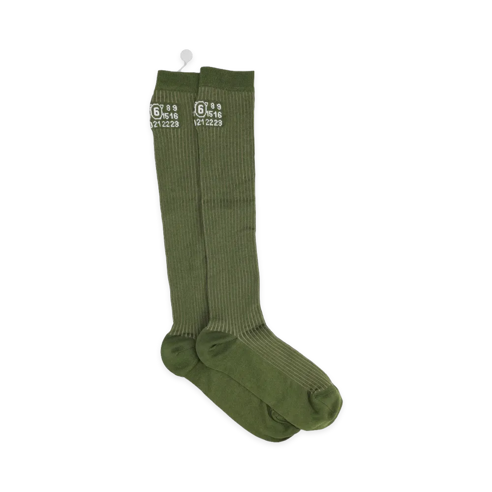MM6 Maison Margiela Women's Calzini Alti Con Logo "Military Green"