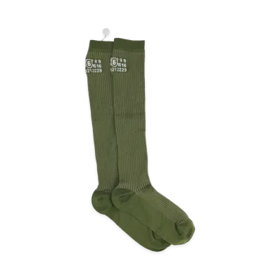 MM6 Maison Margiela Women's Calzini Alti Con Logo "Military Green"