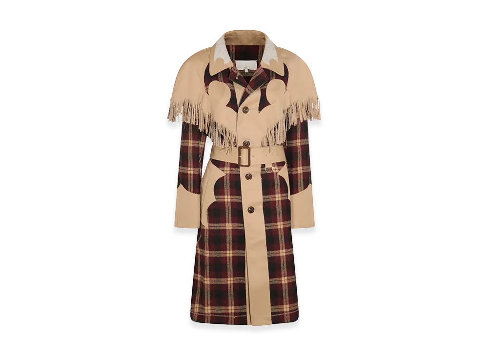 Maison Margiela Women's Coats "Beige Burgundy"