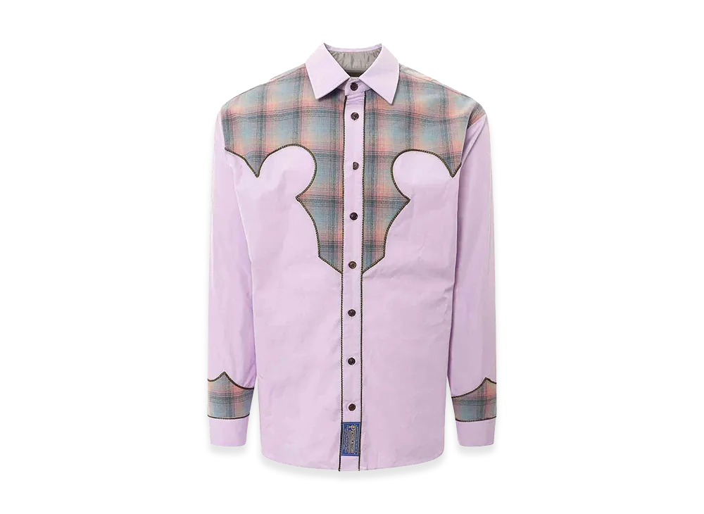 Maison Margiela Cotton Shirt With Insert With Madras Motif "Purple"