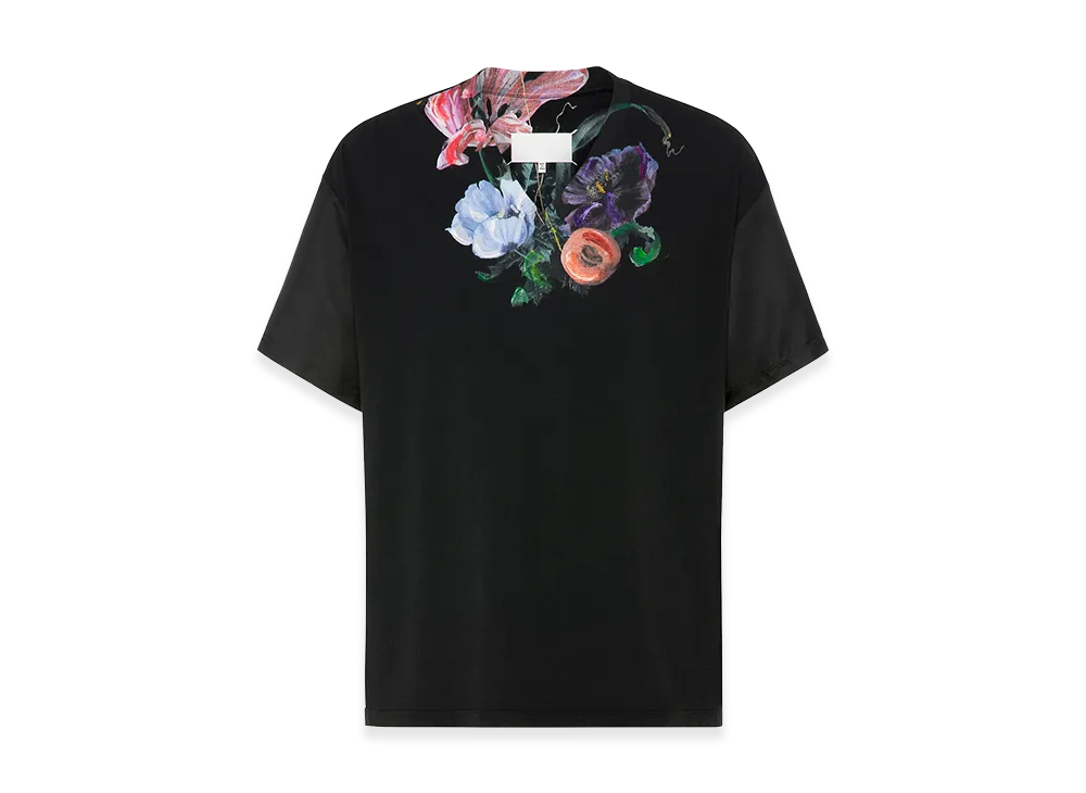 Maison Margiela Cotton And Silk T-Shirt With Floral Pattern "Black"