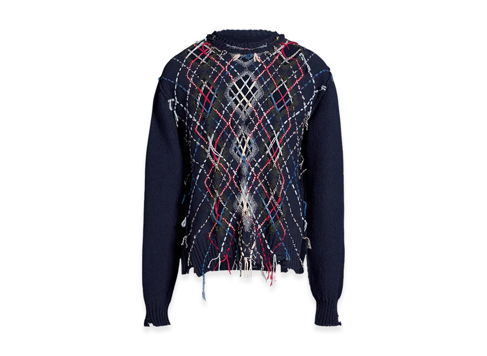 Maison Margiela Cut-Out Knit Sweater "Navy Blue/Grey"